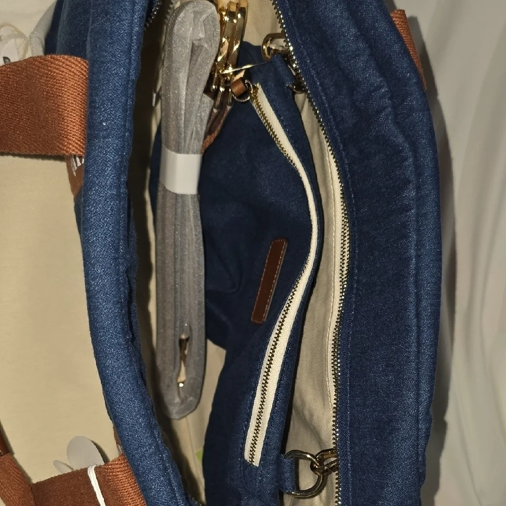 NWT Chloé Denim Blue Logo Baby Changing Diaper Bag Set Authentic